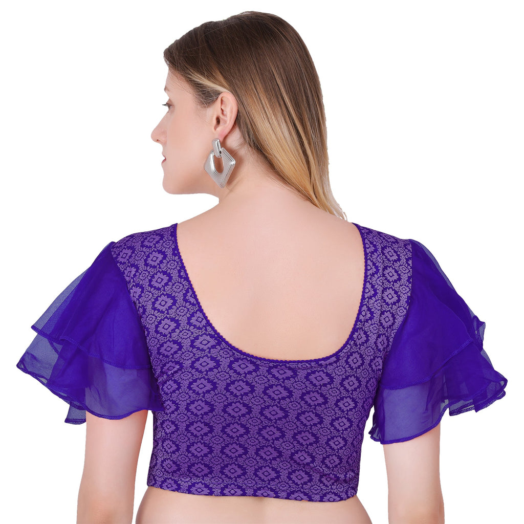 Vamika Hosiery Navy Blue Butterfly Frill Sleeves Blouse