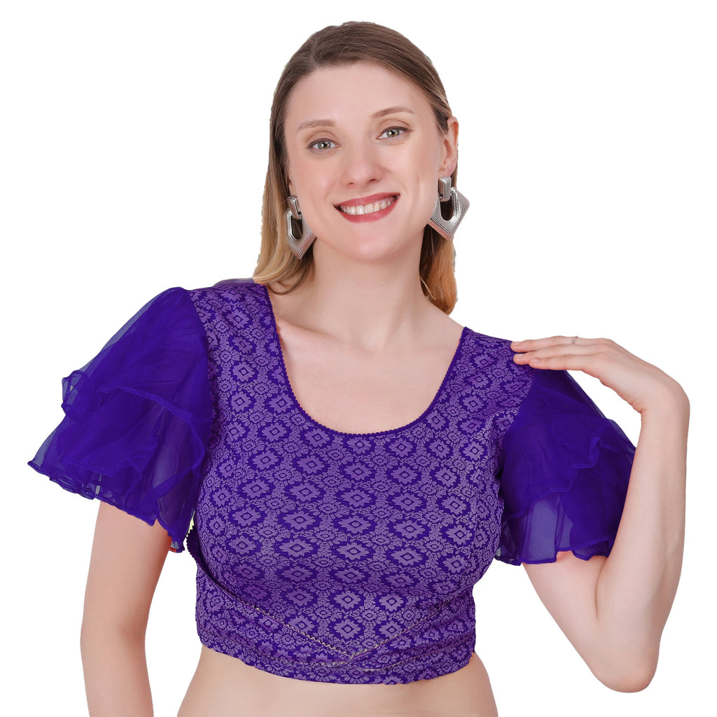 Vamika Hosiery Navy Blue Butterfly Frill Sleeves Blouse