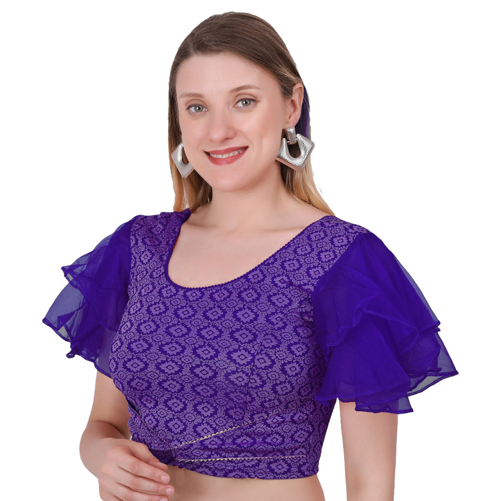 Vamika Hosiery Navy Blue Butterfly Frill Sleeves Blouse