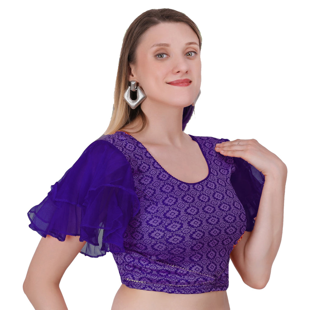 Vamika Hosiery Navy Blue Butterfly Frill Sleeves Blouse