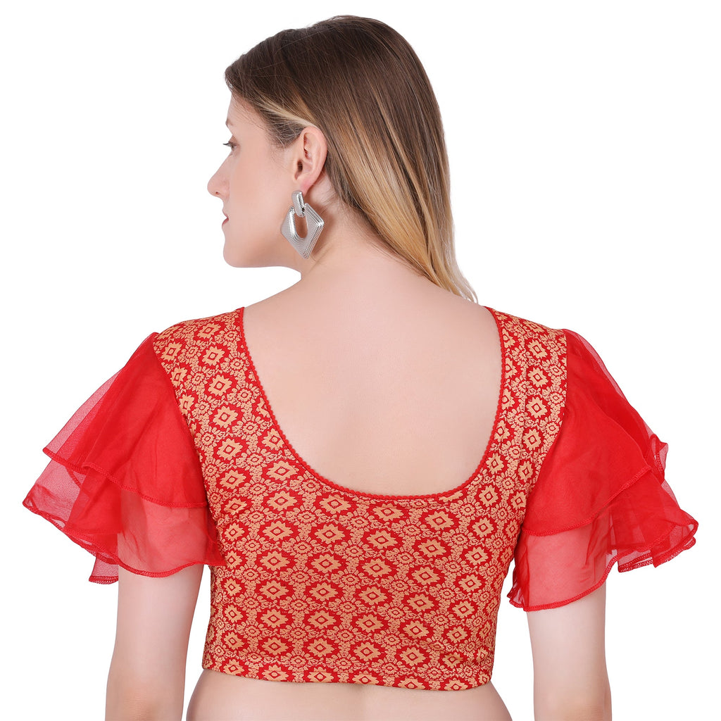 Vamika Hosiery Red Butterfly Frill Sleeves Blouse