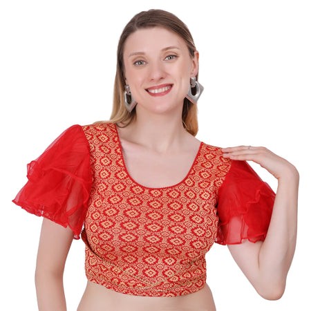 Vamika Hosiery Red Butterfly Frill Sleeves Blouse