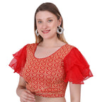 Vamika Hosiery Red Butterfly Frill Sleeves Blouse