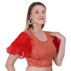 Vamika Hosiery Red Butterfly Frill Sleeves Blouse