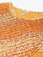 Yufta Women Yellow & White Bandhani Printed Kurta with Trouser