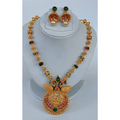 Gold-Polished Beaded Temple Necklace Set