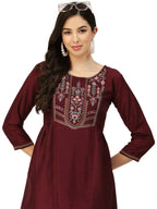 Wine Chinon Floral Embroidered Top - Zeny