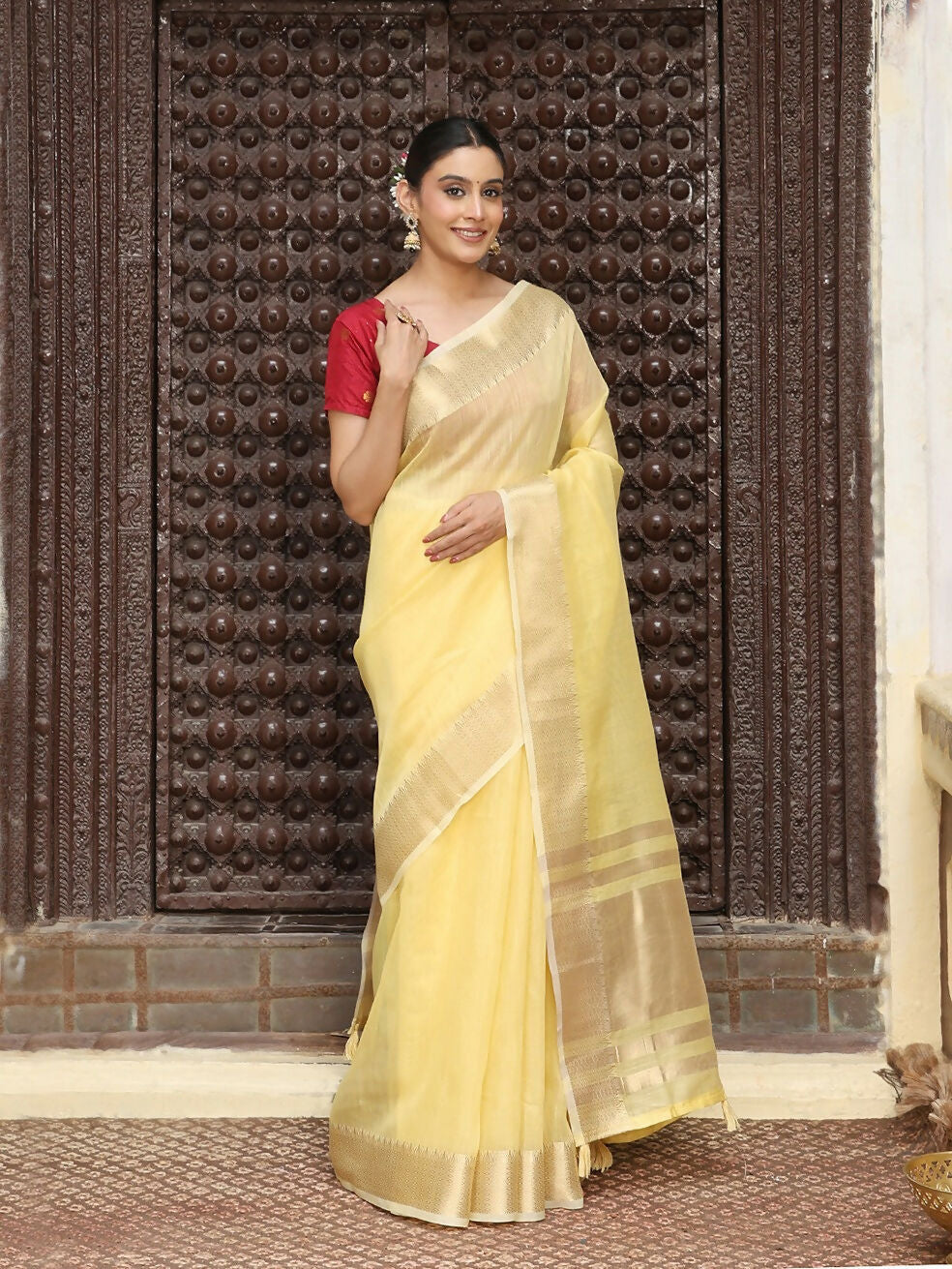 Shree Shyam Fashion Yellow Cotton Saree - Distacart