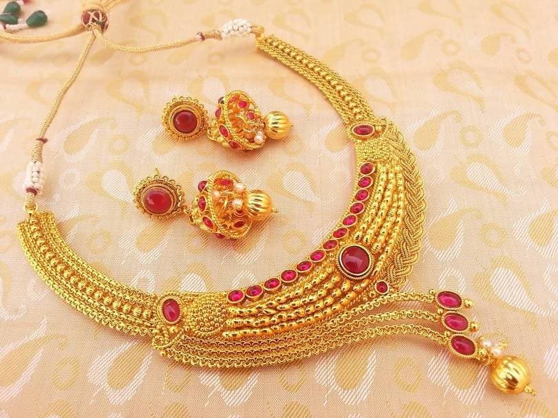 Pink Kemp Designer Bridal Necklace Set