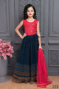 Kids Wedding Designer Blue Georgette Lehenga Choli - Aaradhna