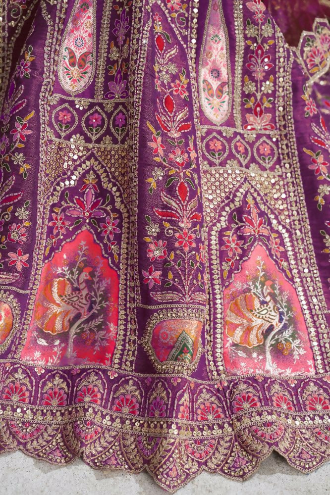 Kesar Fab Purple Banarasi Silk Hand_Woven Lehenga