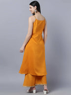 Myshka Women Yellow Panelled Kurta with Palazzos With Dupatta - Distacart