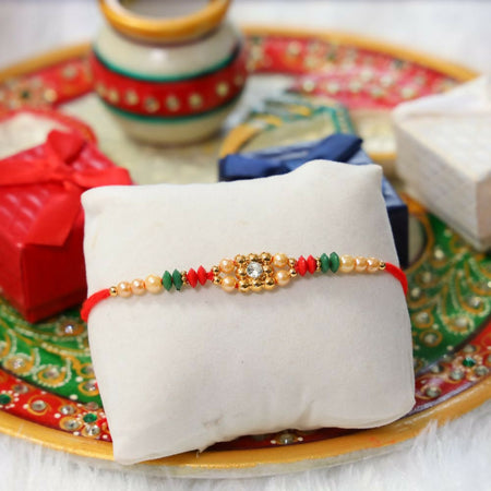 Indianvibez Colourful Beads With Stone Fancy Rakhi