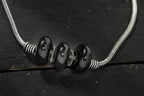 Mominos Fashion Kamal Johar Oxidised Plain Silver With Black Beads Anklets
