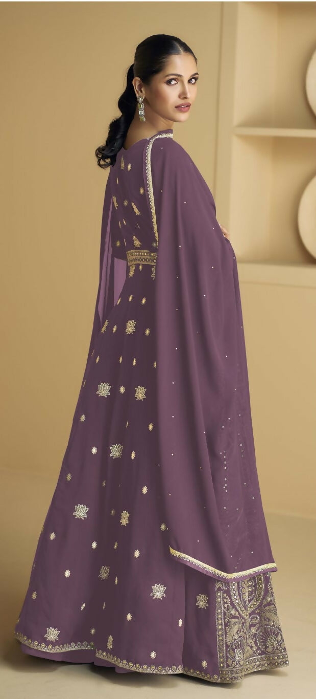 Vastranavya Lite Lavender Georgette Embroidered Sequins Work Anarkali Style A Line Suits