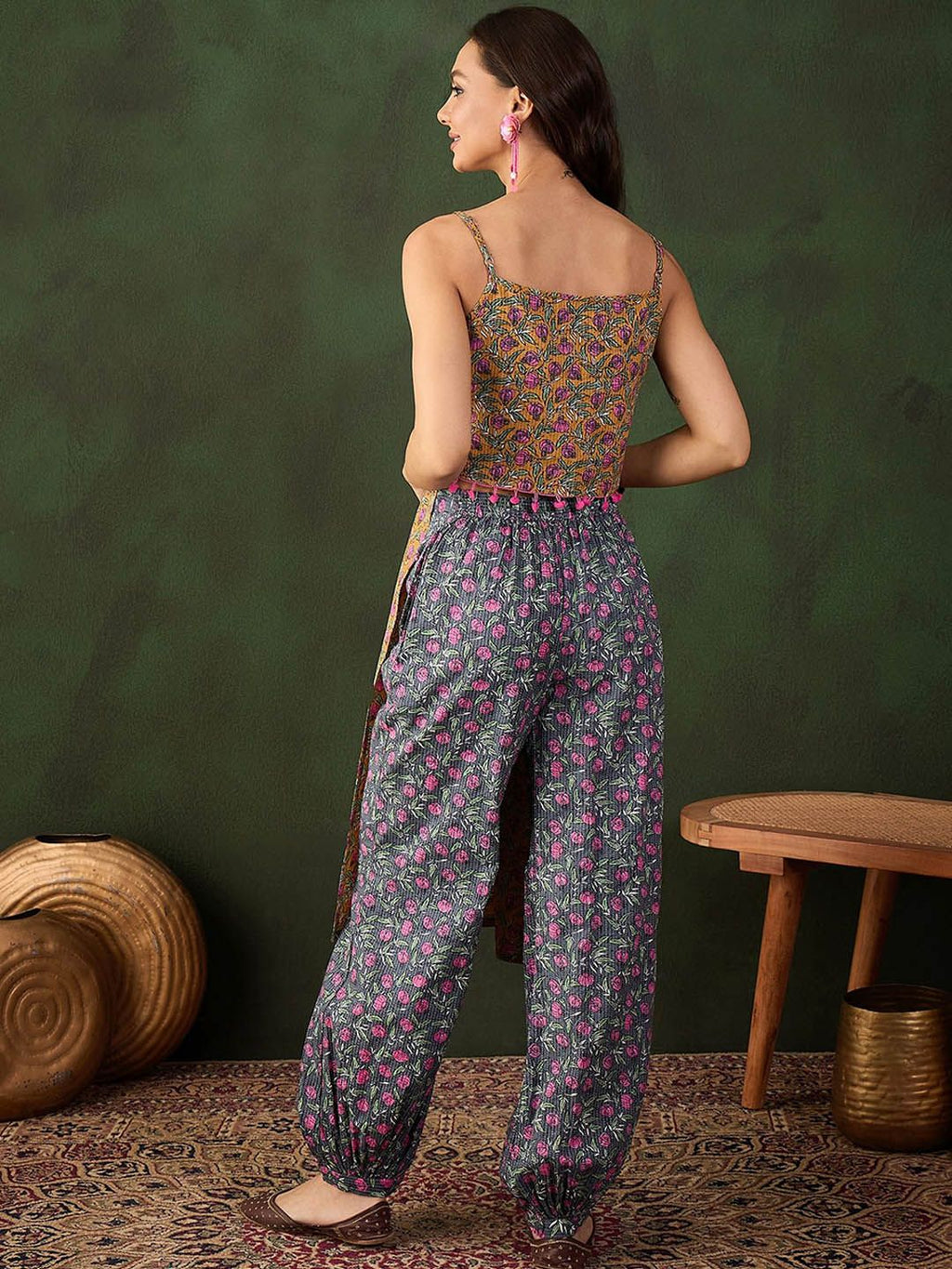 Sangria Printed Kurta With Trouser