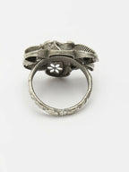 NVR Women's Silver-Toned Floral Shape Adjustable Finger Ring