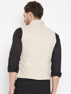 Even Apparels Cream Merino Men Woven Nehru Jacket - Distacart