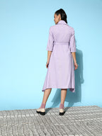 Yufta Lavender Belted Midi Dress - Distacart