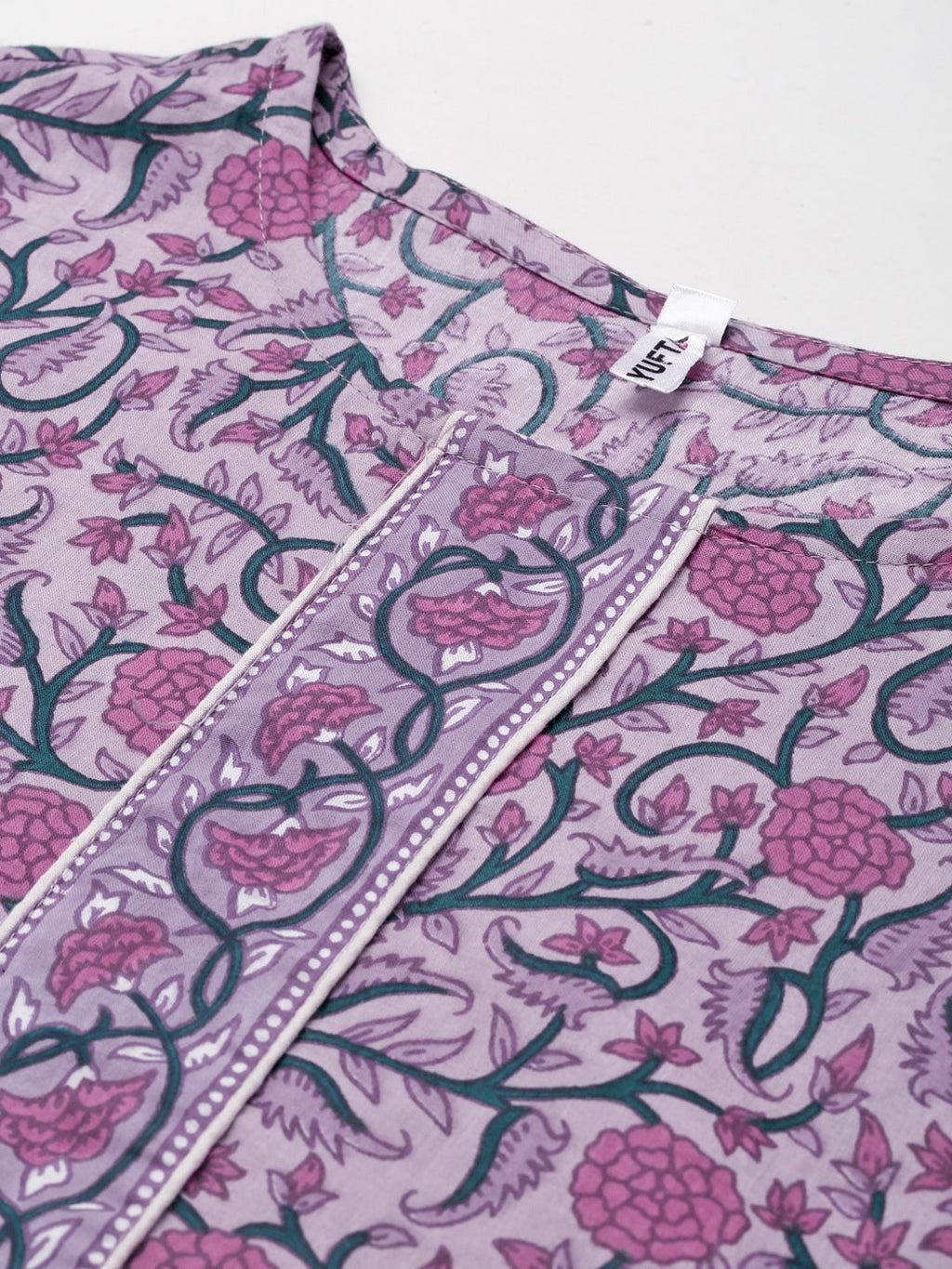Yufta Lavender & Green Printed Kurta