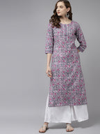 Yufta Lavender & Green Printed Kurta
