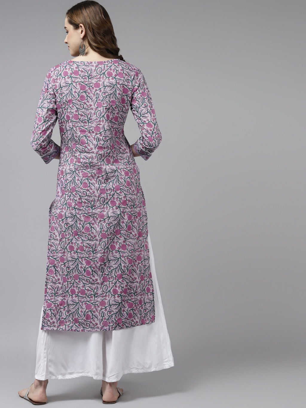Yufta Lavender & Green Printed Kurta