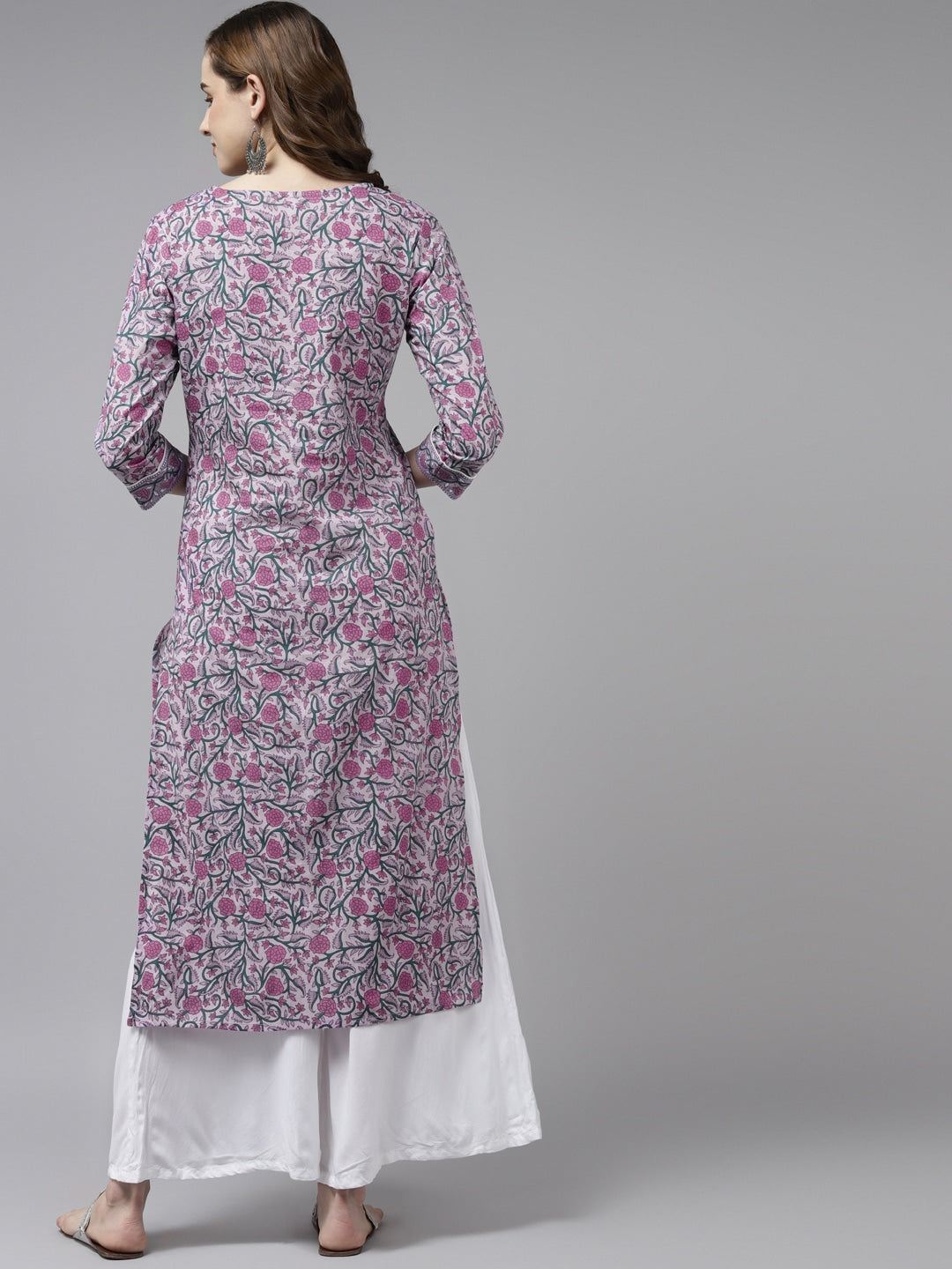 Yufta Lavender & Green Printed Kurta