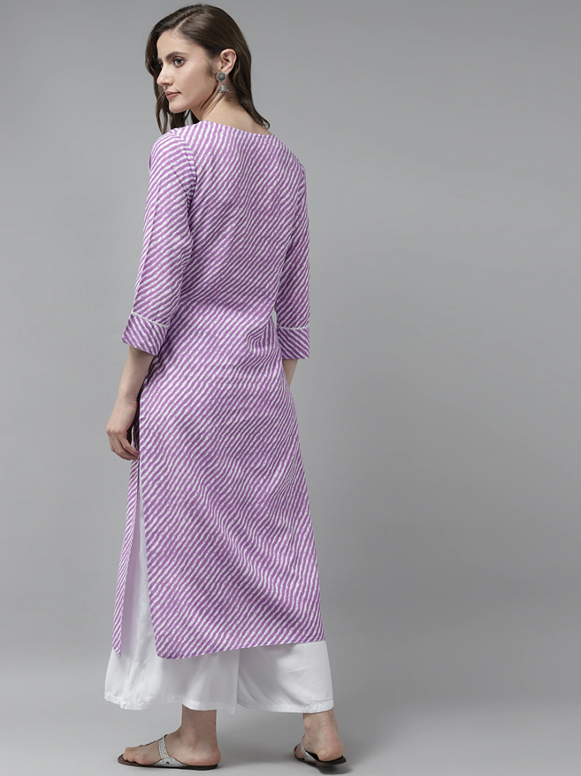 Yufta Lavender Printed Kurta