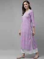 Yufta Lavender Printed Kurta