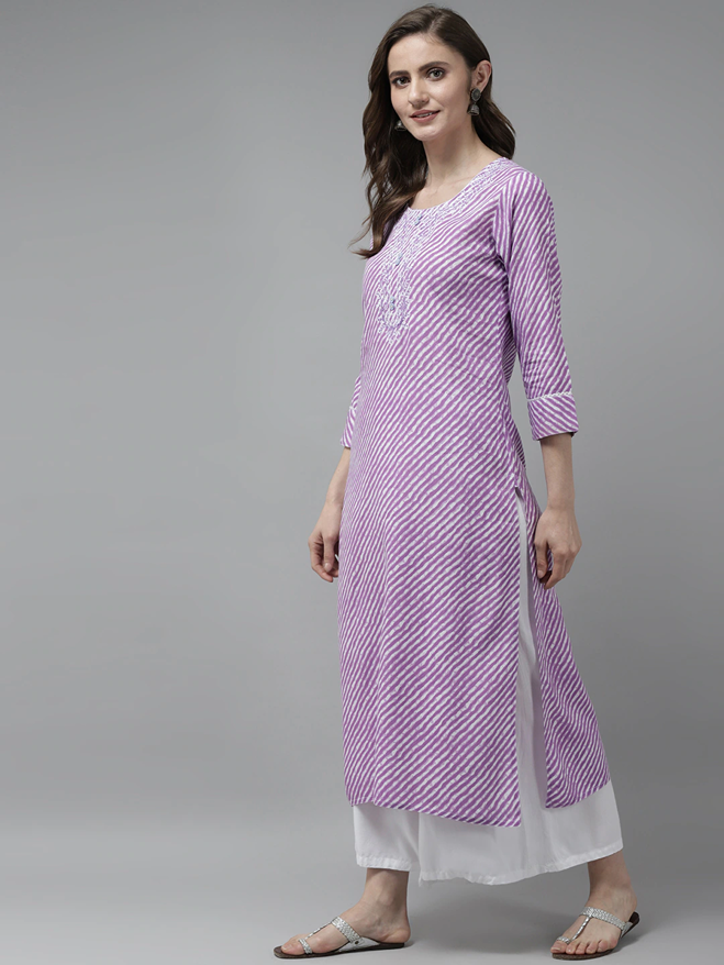 Yufta Lavender Printed Kurta