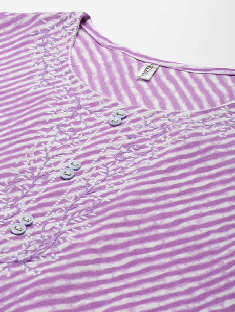 Yufta Lavender Printed Kurta