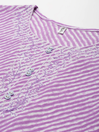 Yufta Lavender Printed Kurta