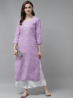 Yufta Lavender Printed Kurta