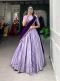 Lorenvalley Lavender Jacquard Silk Weaving Work Lehenga Choli with Dupatta