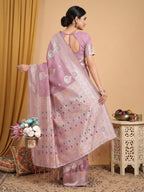 Anaita Lavender Linen Woven Work Saree With Blouse - Distacart