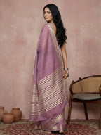 Anaita Lavender Cotton Saree With Blouse - Distacart