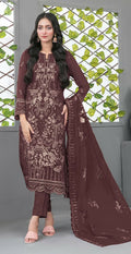 Anaita Maroon Faux Georgette Semi Stitched Suit with Embroidery Sequence Work - Distacart