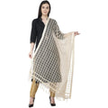 A R SILK Cotton square Regular Dupatta White Color Dupatta or Chunni