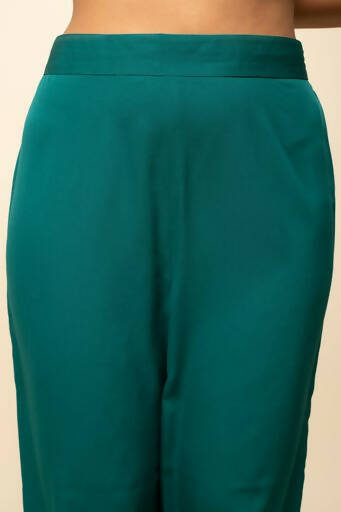 FIORRA Women's Teal Blue Crepe A-Line Kurta Pant with Dupatta