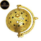 Tamas Brass Small Dhoop Burner with Handle and Lid (Golden)