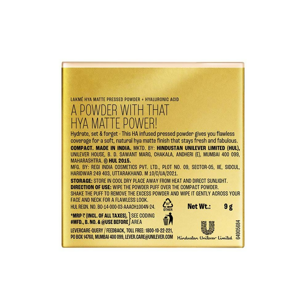 Lakme 9 To 5 Hya Matte Pressed Powder - Sand