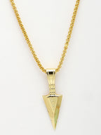 NVR Men's Gold-Polished Arrow-Shaped Pendant With Chain