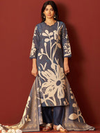 Indo Era Women Floral Printed Beads and Stones Kurta with Trousers & Dupatta Kurta Sets - Distacart
