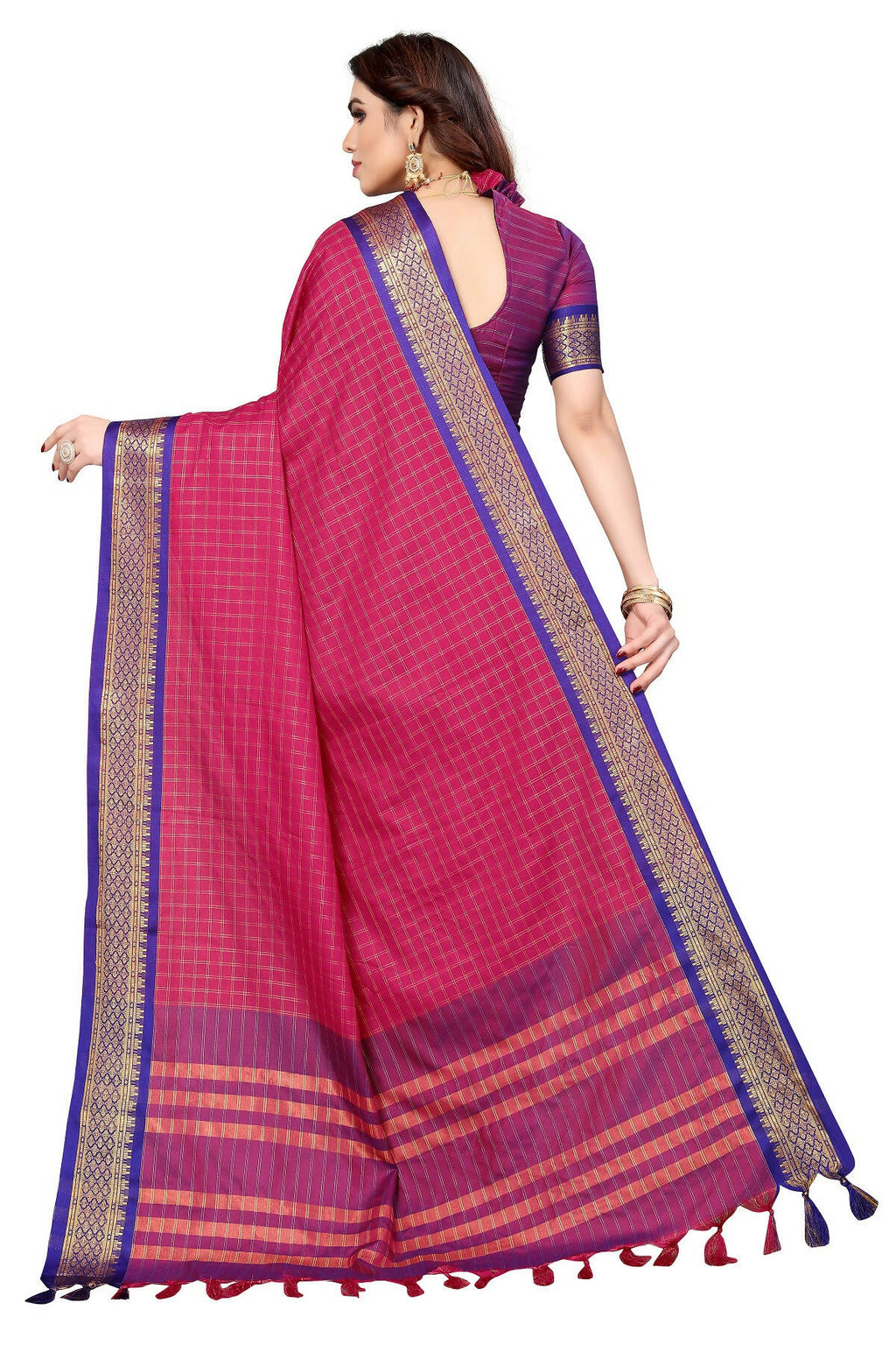 Vamika Weaving Pink Cotton Silk Saree (BHAVINI PINK) - Distacart
