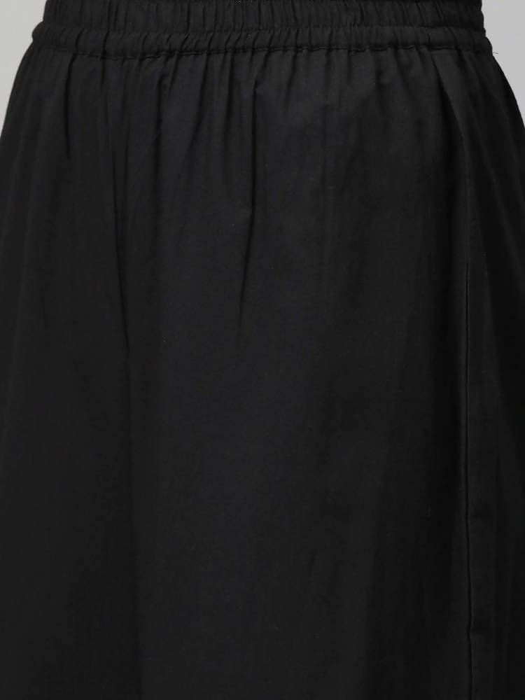 Yufta Women Black & Golden Solid Kurta with Palazzo & Dupatta