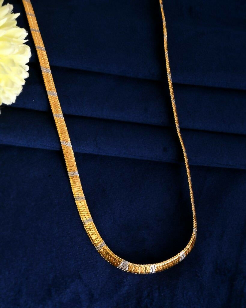 VOJ Dual Toned Self Designed Gold-Polished Chain For Men