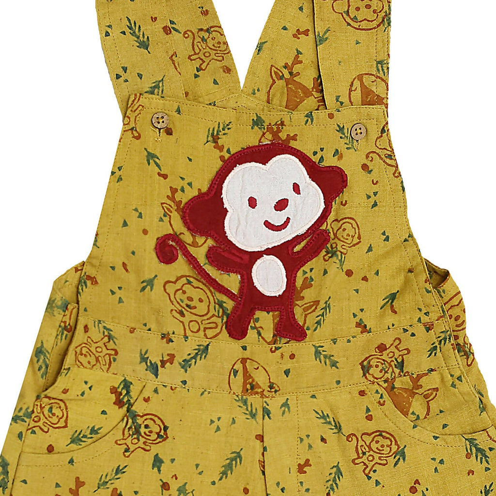 Mhyssa Yellow Dungaree With Round Neck Half Sleeves Maroon Shirt Set