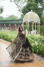 Vastranavya Designer Heavy Sequins & Thread Embroidered work Lehenga Choli - Olive Green