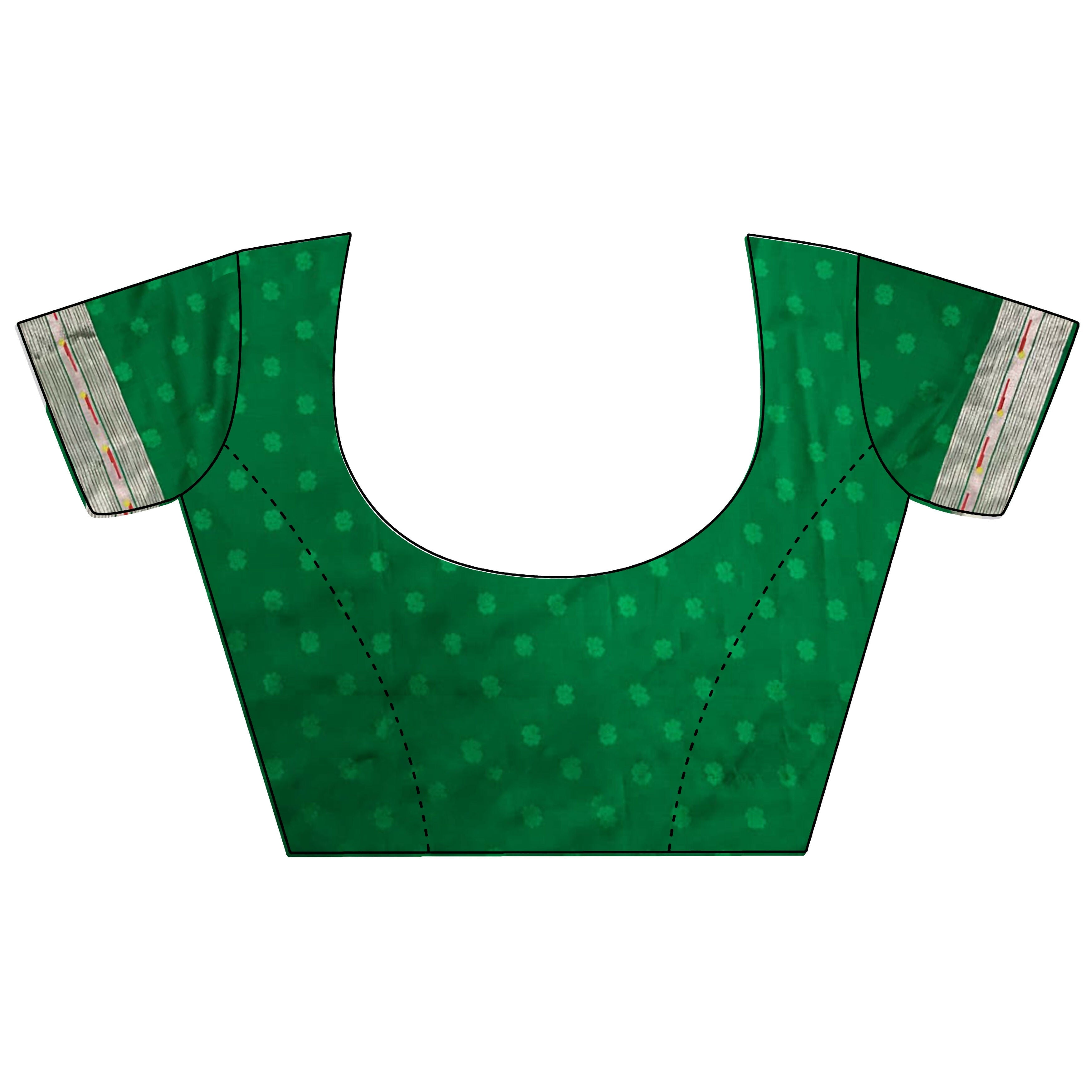 Joban Fashion Green Peacock & Floral Motifs Soft Silk Kanchipuram Saree - Distacart