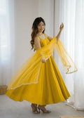 Joban Fashion Yellow Kurta Set Chanderi Sequence Embroidery Work - Distacart